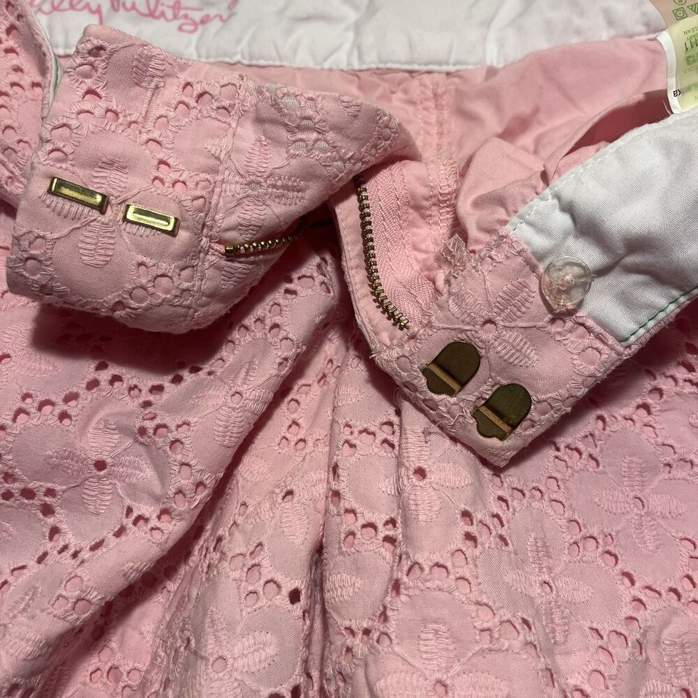 LILLY PULITZER BUTTERCUP Cabana Pink Charleston Eyelet Scallop Hem Shorts - Picture 3 of 8